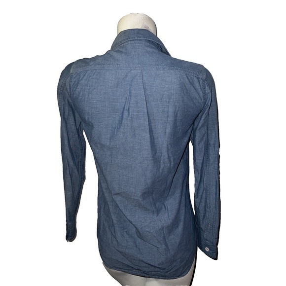 Patagonia Top Organic Cotton Chambray Button Shirt Women's 2 XS Blue Long Sleeve - Picture 6 of 8